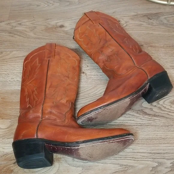 Miller Stockman Mens Cognac Cowboy Boots Size 7 1/2 - Picture 10 of 12